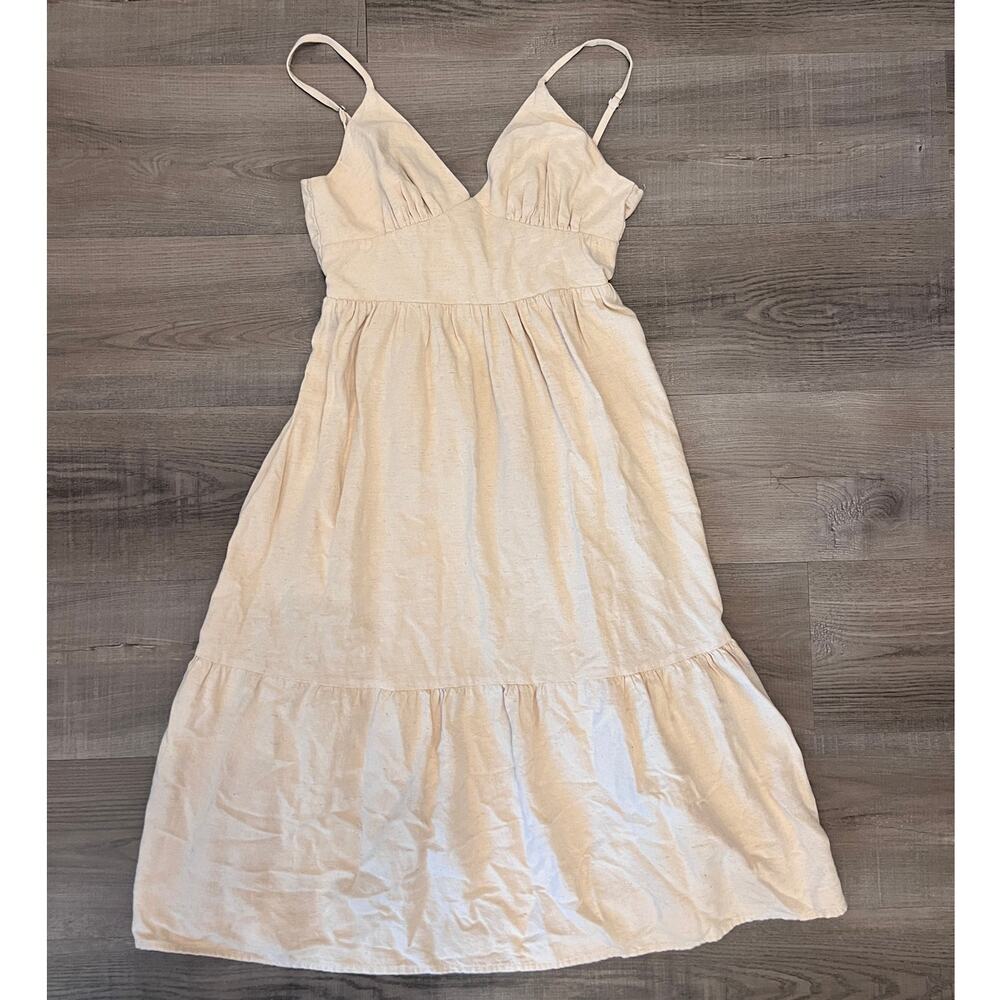 Japna Cotton Linen Blend Sundress Tie Back Dress